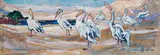 Johannes Blatt, Pelicans in a Landscape, 1972, oil on canvas
