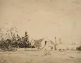 Robert Gwelo Goodman, Landscape with Farmhouse, etching on paper