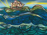 Cecil Skotnes, Sailing Home, 1975, woodcut on paper