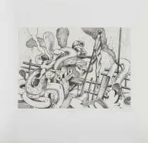 Wim Legrand, Trophy, 2018, softground etching on Zerkall Intaglio 250gsm paper