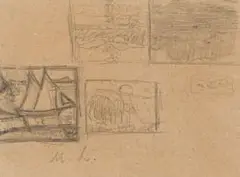 Landscape Studies, sketch by Maggie Laubser, pencil on paper, sold Sep 2025