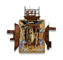 David Brown, Wall Piece, 2005, mixed media and found objects on board in the artist's handmade frame