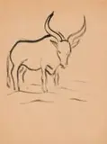 Alexis Preller, Bull, ink on paper