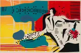 Walter Battiss, Marathon, page from Nesos, colour screenprint on paper