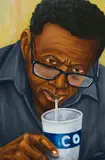 Assoifer (sic) (Thirst) by Lutanda Zemba Luzamba, 2018, oil on board, offered Aug 2025