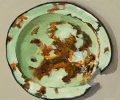 Hermann Niebuhr, Untitled (Rusted Enamel Plate), oil on panel