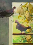 Marjorie Wallace, Nesting Doves, oil on canvas