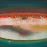 Larry Scully, Untitled (Abstract in Rust and Green), 1974, oil on canvas