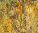 Lion by Zakkie Eloff, oil on canvas, sold Aug 2025
