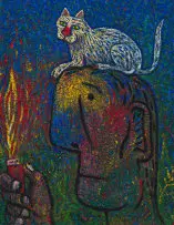 Norman Catherine, Portrait with Cat, oil on canvas