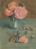 Sydney Carter, Pink Roses in a Vase, watercolour on paper