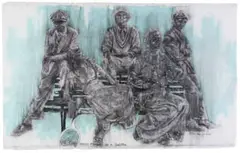 Bambo Sibiya, Faded Memory of a Swenka, 2016, mixed media with oil and charcoal on unstretched canvas