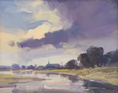 Ignatius Marx, Cloudy Landscape with Buildings in the Distance, oil on canvas