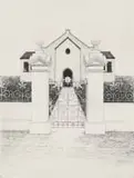 Pippa Skotnes, House Façade with Wrought Iron Gate, 1980, etching on paper