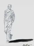 Nelson Makamo, Walking Man, 2022, ink marker on paper