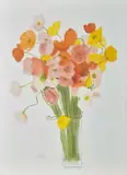 Nico Verboom, Flowers, acrylic on canvas laid down on board