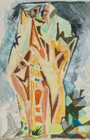 Zoltan Borbereki, Lovers, 1958, watercolour on paper