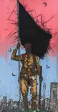 Lekau Matsena, Tribute to Black Excellence, 2017, mixed media with charcoal and collage on paper