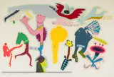 Walter Battiss, Flying Angels, colour screenprint on paper