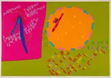 Walter Battiss, Magic Sticks, colour screenprint on paper