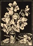 Gregoire Boonzaier, Still Life with Hibiscus Flowers, 1959, linocut on paper