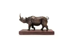 Maureen Quin, Black Rhino, 1998, bronze with a brown patina, on a wooden base