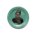 Linn Ware & Ceramic Studio, Platter with portrait, glazed earthenware and pewter