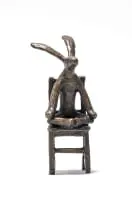 Guy Du Toit, Meditating Hare on a Chair, bronze with a brown patina