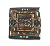 Rodney Blumenfeld, Square platter with geometric decoration, 2000, painted and incised ceramic