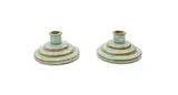 Linn Ware & Ceramic Studio, Candlesticks with tiered bases, two, glazed earthenware