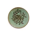 Linn Ware & Ceramic Studio, Plate with bird and leaf decoration, hand-painted and glazed earthenware
