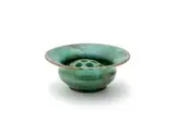 Linn Ware & Ceramic Studio, Wide-rimmed bowl with flower frog, glazed earthenware