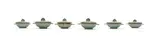 Linn Ware, Lidded soup bowls, six, glazed earthenware