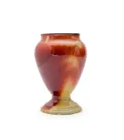 Rust and cream vase with foot by Linn Ware & Ceramic Studio, glazed earthenware, sold Aug 2025