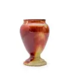 Linn Ware & Ceramic Studio, Rust and cream vase with foot, glazed earthenware