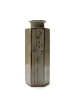 Tim Morris, Hexagonal vase with floral decoration, reduction-fired stoneware