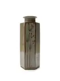 Tim Morris, Hexagonal vase with floral decoration, reduction-fired stoneware