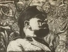 Armando Baldinelli, I Due Imperi (The Two Empires), 1938, colour woodcut on paper