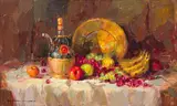 Wessel Marais, Still Life with Fruit, oil on canvas laid down on board