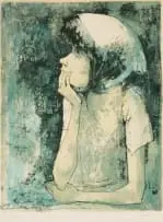 Jean Jansem, Young Girl, colour lithograph on paper