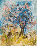 Fred Schimmel, Tree with Orange Foliage, 1962, oil on board