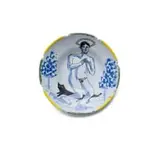 Hylton Nel, Plate decorated with praying nude and cat, 2002, painted and glazed ceramic