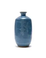 Ian Glenny, Blue vase with bird motif, reduction-fired stoneware