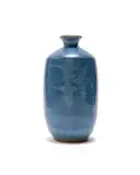 Ian Glenny, Blue vase with bird motif, reduction-fired stoneware