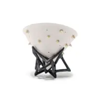 Juliet Armstrong, Cone vessel with spike decoration and geometric base, bone china and turned warthog ivory, with a ceramic base
