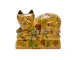 Hylton Nel, Cat in green and brown, 1993, painted and glazed ceramic