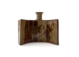 Tim Morris, Curved vase, painted and glazed reduction stoneware