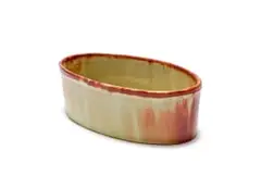 Linn Ware & Ceramic Studio, Yellow and brown oval dish, glazed earthenware