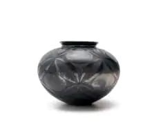 Ian Garrett, Vessel with incised floral decoration, 2004, burnished earthenware