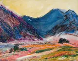 Alice Elahi, Autumn Vineyards Hex River Mountains, 1991, oil on canvas